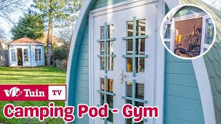 Garden Gym Shed  DIY Log Cabin Camping Pod  TUIN [upl. by Ozen708]