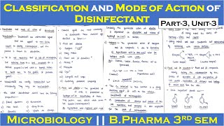 classification and mode of action of disinfectant  Part3 Unit3  Microbiology  B Pharma 3rd sem [upl. by Araas]