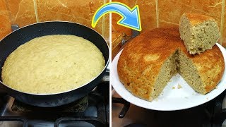 QUEQUE DE PLATANO COCIDO SOBRE LA ESTUFA SIN HORNO EN UN SARTEN  MUY SUAVE Y DELICIOSO [upl. by Durward]