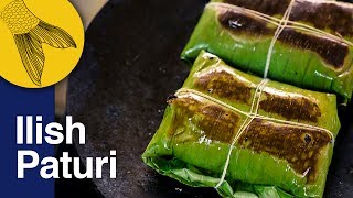 Ilish Macher Paturi  Shorshe diye Ilish Macher Bhapa Recipe  Bengali Hilsa Steamed in Banana Leaf [upl. by Yengac]