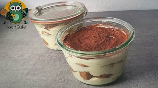 Köstliches Tiramisu im Glas ohne rohe Eier  Tiramisu mit Mascarpone wie aus Italien  𝑲𝒐𝒄𝒉𝑬𝒖𝒍𝒆 [upl. by Airakaz]