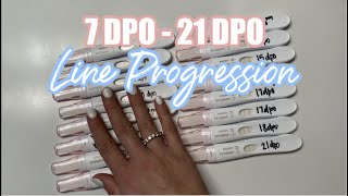 PREGNANCY TEST LINE PROGRESSION 2020 no positive until 16 DPO  Rachel K [upl. by Ocirnor]