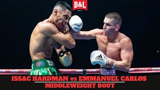 Issac Hardman vs Emmanuel Carlos  WBO amp IBF Regional Middleweight Title Fight [upl. by Ecilahc]