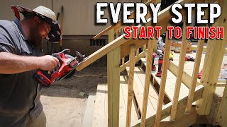 Deck Stairs START to FINISH  12 x 10 Mobile Home Deck Build  Pt 6 [upl. by Yeroc]