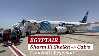 EgyptAir Sharm El Sheikh to Cairo Egypt  Economy B737800  A Glimpse of Pyramid from Above 005 [upl. by Ike]