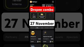 Dropee Daily Combo 27 November  Dropee Daily Combo Today [upl. by Nyleek]