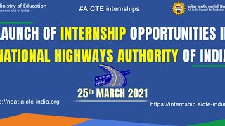 Launch of Internship Opportunities in NHAI through AICTE Internship Opportunities [upl. by Elocel728]