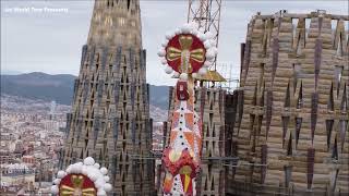 La Sagrada Família Basilica Barcelona Spain  Drone Footage Feb 2022 [upl. by Tatiana990]