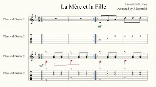 LA MÈRE ET LA FILLE The mother and the daughter French Folk Song arranged for 2 guitars beginner [upl. by Nylac813]