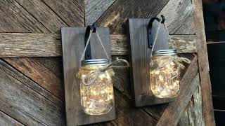 DIY Mason Jar Wall Sconce Lights or Lanterns by Farmhouse Forged [upl. by Rol]