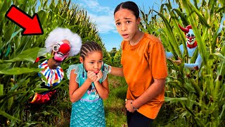 Cali and Kirah GOT LOST at the HALLOWEEN CORN MAZE 🌽🎃 [upl. by Zachar221]