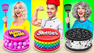 Me vs Grandma vs Chef Cooking Challenge Cake Decorating Sweet Hacks by YUMMY JELLY [upl. by Bellew]