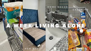 MY FIRST WEEK LIVING ALONE IN MY FIRST APARTMENT  shopping  cleaning unboxing  new bed  more [upl. by Nilyaj]