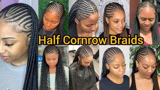 Captivating Cornrow Braids  Half Cornrow Braids for Black Women  Half Cornrow Half Knotless Braids [upl. by Nylg]