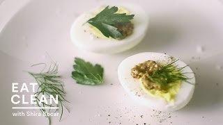 Protein Packed HardBoiled Eggs with Mustard  Eat Clean with Shira Bocar [upl. by Almita]