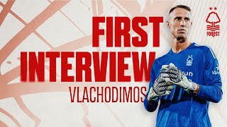 FIRST INTERVIEW  ODYSSEAS VLACHODIMOS JOINS NOTTINGHAM FOREST  202324 [upl. by Desma]