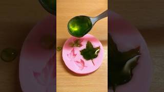 Making Green GelWax Leaves 🍃💚 gelwax candlewax satisfying slime candlemaking [upl. by Eiryt]