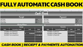 How to Make fully automatic Cash Book  Receipt and Payment Details automation in Excel [upl. by Eckhardt]