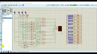 Simulation of BCD Code to 7segment display decoder based on proteus using NAND gates [upl. by Emelita]