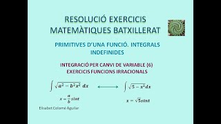 Elisabet Colomé  INTEGRALS CANVIS DE VARIABLE PER FUNIONS IRRACIONALS 6 [upl. by Kentiggerma]