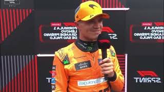 Lando Norris Reacts After Winning the Brazil GP 24 Sprint Race  Exclusive Interview  F1 2024 [upl. by Tiedeman964]