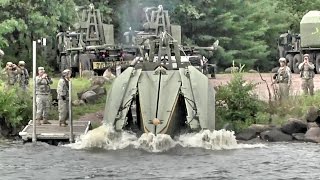 Army Engineers Build Floating Bridge – MultiRole Bridge Company [upl. by Alleuqahs139]