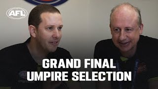 Tears flow as umpire learns of Grand Final debut  AFL [upl. by Etnuaed]