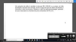 QUESTÃO 3  EQUIVALÊNCIA DE CAPITAIS EM JUROS COMPOSTOS [upl. by Avan]