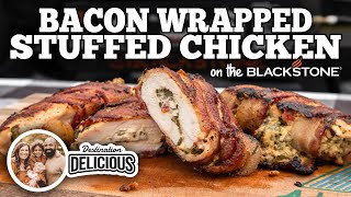 Bacon Wrapped Stuffed Chicken Breasts  Blackstone Griddles [upl. by Narrad]