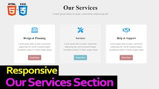 Responsive Our Services Website Design Using HTML amp CSS  Our Service Section HTML CSS [upl. by Sawtelle]