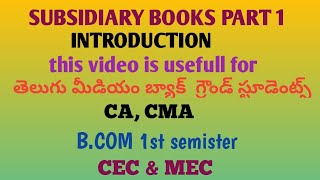 SUBSIDIARY BOOKS  INTRODUTION [upl. by Col803]