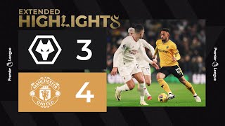 Late defeat in sevengoal thriller Wolves 34 Manchester United  Extended highlights [upl. by Sire855]