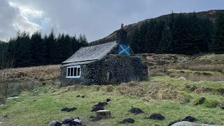 A Winter Overnighter with my dog in a Scottish Bothy Forest of Galloway No Talking [upl. by Dranyl]