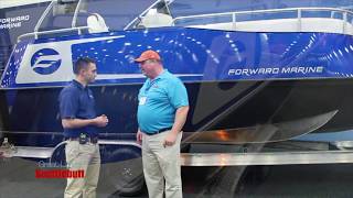 BRAND NEW Forward Marine Pontoon Boat From GM The 2019 Detroit Boat Show [upl. by Arinaj407]