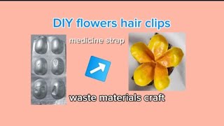 how to make flowers hair clips ❤️🌼DIY flowers hair clips 😍 waste materials craft 🌼 Crafter Junaina [upl. by Baalbeer]