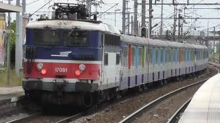 BB17000 et RIB  Passage sans arrêt à la gare de Drancy sur la ligne K du Transilien vers Paris Nord [upl. by Merc831]