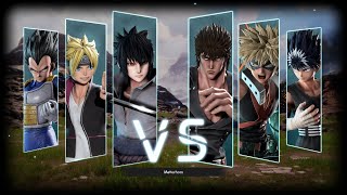 Jump Forces Fight 38 Uchiha Sasuke Boruto amp Vegeta vs Kenshiro Bakugo amp Hiei [upl. by Alrahs]