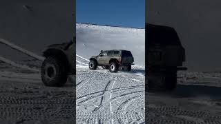 Nissan Patrol Y61 on 42quot tires snow climbing [upl. by Eiduam]