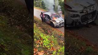 Rally racing Citroen Rally caught fire rallye rallyesports drift wrc drifting motorsport [upl. by Anyak725]