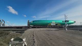 BNSF 5892 leads Boeing train in Nyssa OR [upl. by Ihcalam550]