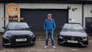 AMG A45S vs Audi RS3  Shootout  Fifth Gear [upl. by Annaej]