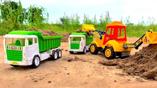 Jcb 5cx loading mud in dumper truck and tata tipper truck  jcb cartoon  truck [upl. by Eahsan]