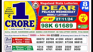 🔴LIVE  Lottery Sambad Result 8PM  27112024 Dear Pelican Wednesday [upl. by Steffin]