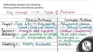 Differentiate between the following Fibrous proteins and Globular proteins [upl. by Camm10]