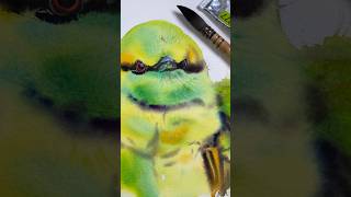 The process of painting Green Feathered Bird in Watercolor 🦜 watercolorbird watercolorpainting [upl. by Llekcor]