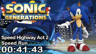 Former World Record Sonic Generations  Speed Highway Act 2 Speed Run 004143 [upl. by Larine]