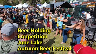 Beer Holding Contest At June Lake Autumn Beer Festival [upl. by Yllim]