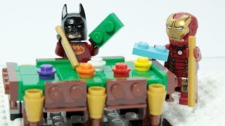 LEGO IRON MAN amp BATMAN Brick Building Pool Table Superheroes Animation [upl. by Halland666]