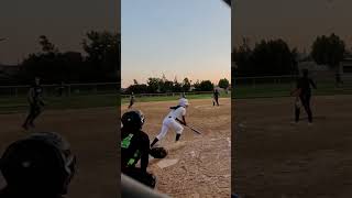 Up and outside pitch sent into the gap for a standing double fastpitch softball [upl. by Luttrell]