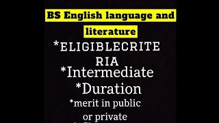 BS English language and literature [upl. by Nnaear]